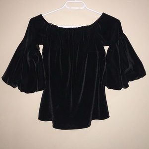 Petersyn black velvet blouse